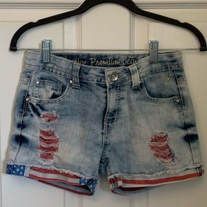 Girls Patriotic Jean Shorts